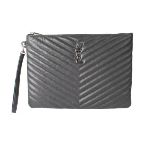 SAINT LAURENT Телячья кожа Клатч Женский Серый