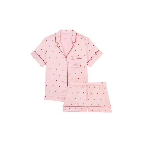 Victoria's Secret Pajama Комплект Женский Розовый Сердце С Принт