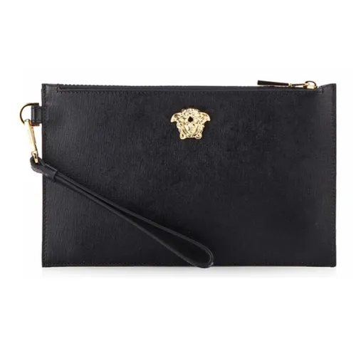 VERSACE Кожа Запястье Сумка Клатч Маленький Мужской Черный