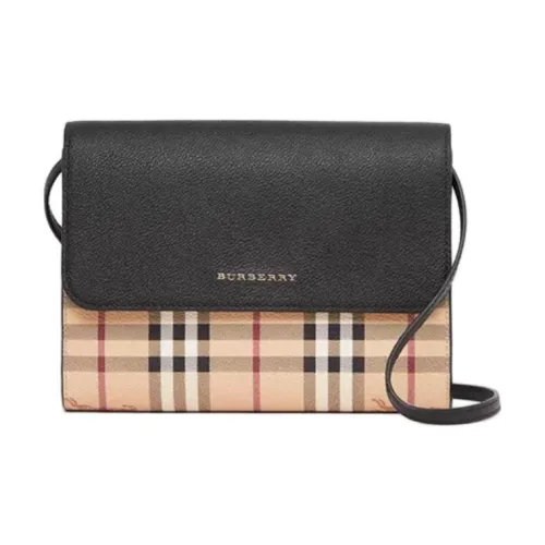 Burberry Винтаж Холст и Кожа Сумка через плечо Женская Черная