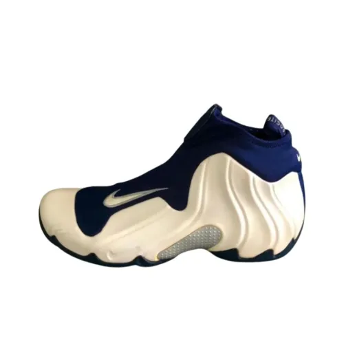 Nike Air Flightposite Slip-resistant MID Топ Винтажные баскетбольные кроссовки Мужские Бежево-синие