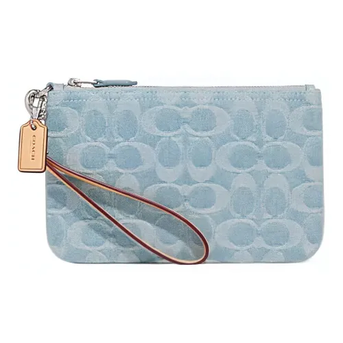 COACH Tech Wallet Ткань Запястье Сумка Клатч Маленький Женский Синий