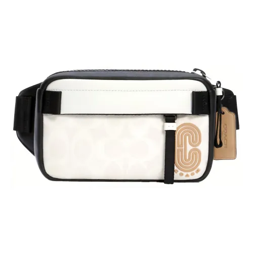 COACH Коровья кожа искусственная кожа сумка через плечо бананка сумка через плечо обычная мужская белый и черный