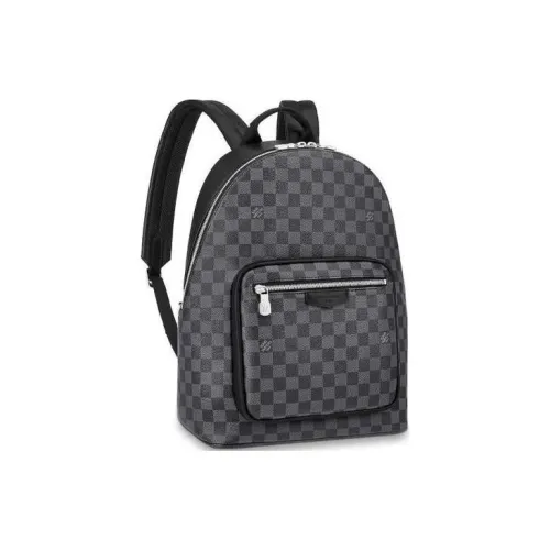 LOUIS VUITTON Josh Воловья кожа Пэчворк Холст Рюкзак Мужской Черный Серый