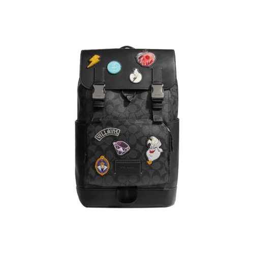 COACH Disney Коллаборация дорожка ткань коровья кожа рюкзак большой мужской черный