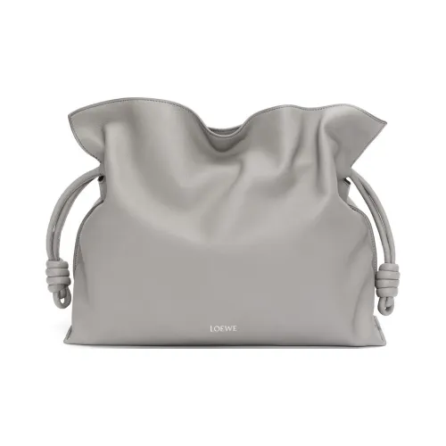 LOEWE Napa Голень Кожа Одно плечо Клатч Большой Женский Жемчужно-серый