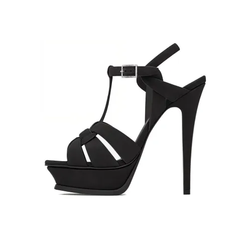 SAINT LAURENT TRIBUTE One Ремень Сандалии 13,5 см Женские Черный