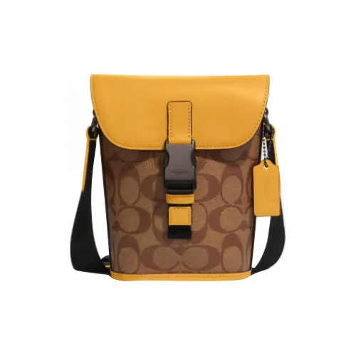 COACH Сумка через плечо с дорожкой из коровьей кожи маленькая мужская хаки и HONEYCOMB