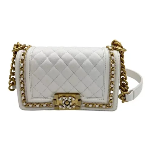 CHANEL LEBOY Корова Кожа Flap Bag Crossbody Bag Shoulder Bag Женская Белая