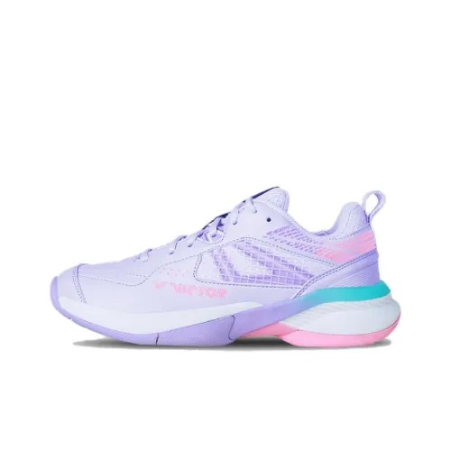Victor Slip-resistant Abrasion-resistant Low-top Badminton Shoes Unisex Purple Pink Виктор Антислип Резистентный Низкий Топ Бадминтон Обувь Унисекс Фиолетовый Розовый