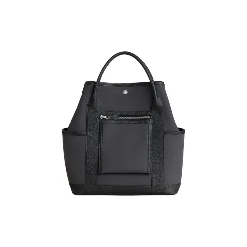 HERMES Garden Party Холст с Negonda Телячья кожа Садовая сумка Мужская Серый и Черный