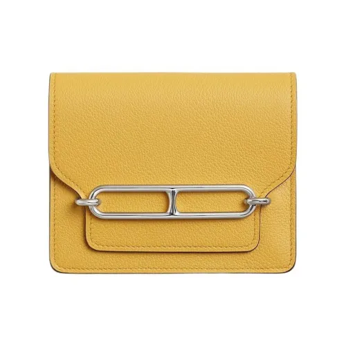 HERMES Roulis Evercolor Телячья кожа Свиной нос Клатч Бананка Кошелек Женские Солнце Желтый Новый Джинсовый синий