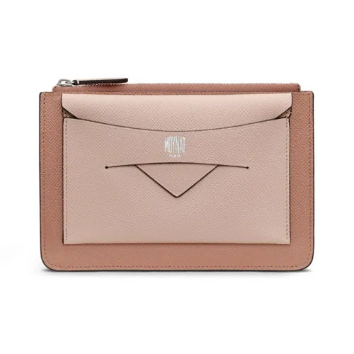 Moynat Carat Коровья кожа Конверт Кошелек Мелочь Кошелек Женские Пустыня Розовый Лепесток