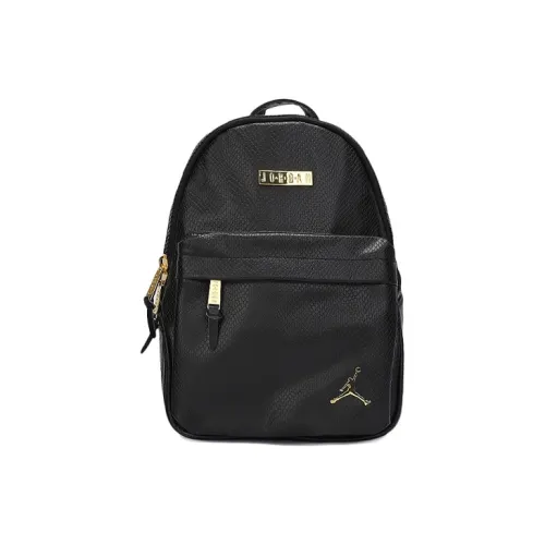 Jordan Leather Backpack Small Unisex Pure Black Джордан Кожа Рюкзак Маленький Унисекс Чисто Черный