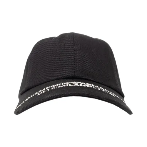 EMPORIO ARMANI Cotton Viscose Caps Men's Black