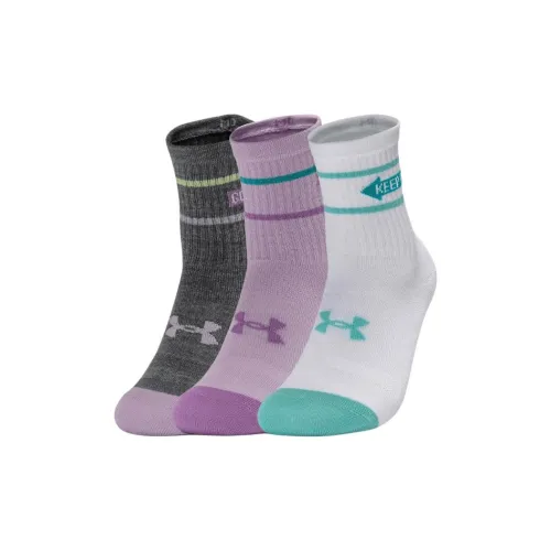 Under Armour Essential 3 шт Темно-серый + Фиолетовый + Белый Женские Носки до икры MID