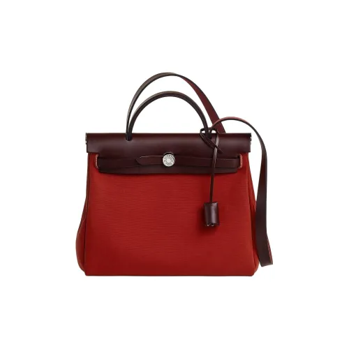 HERMES Herbag Zip Officier Canvas с Hunter Коровья кожа Портативный Холщовая Сумка Сумка через плечо Женская