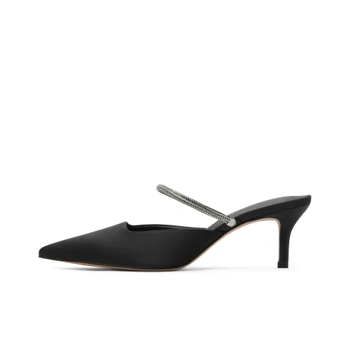 CHARLES KEITH Композитная подошва Домашние тапочки 6,2 см Женские Черный Текстурированный Черный Текстурированный Серебряный