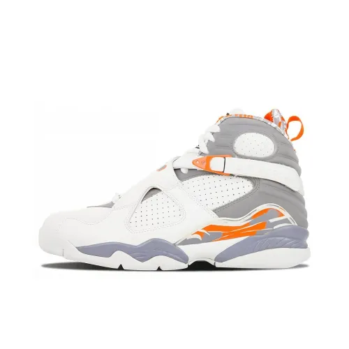 Jordan Air Jordan 8 Retro Оранжевый Белый Высокий Топ Винтажные Баскетбольные Кроссовки GS Белый Серый