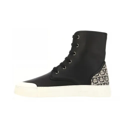 Ferragamo Высокие Топы Стильные Скейтбординг Мужские Черные