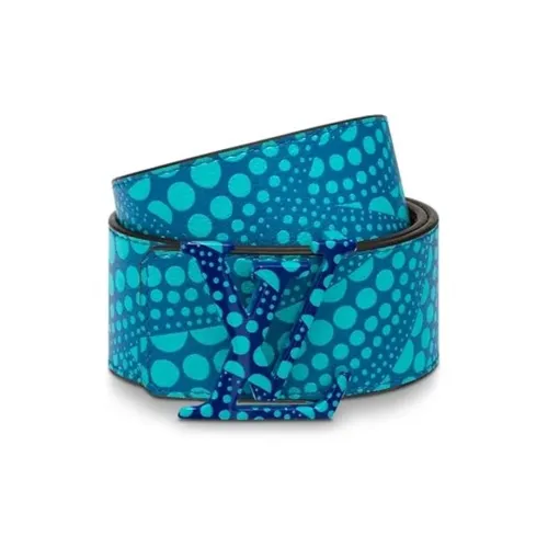 LOUIS VUITTON Напечатанный узор Дизайн Кожаные ремни Мужской Синий Ширина 4CM