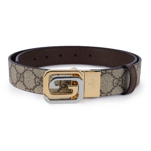 GUCCI Геометрический узор Дизайн Ремни Мужской Коричневый Ширина 3 см