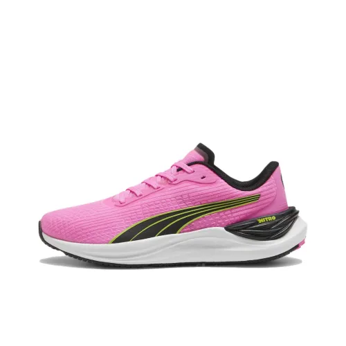 PUMA Electrify Nitro 3 Нескользящий Легкий Низкий Топ Беговые кроссовки Женские Розовый Черный Желтый
