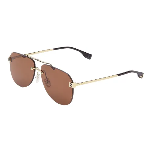 FENDI Металл Aviator Солнцезащитные очки Унисекс Золото