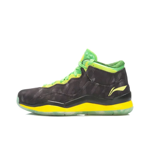 LINING WOW 3 Амортизация Износостойкий MID Топ Баскетбольные кроссовки Мужские Черный Зеленый Желтый