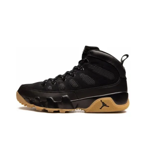 Jordan Air Jordan 9 Амортизация Износостойкий MID Топ Винтажные баскетбольные кроссовки Мужской Черный