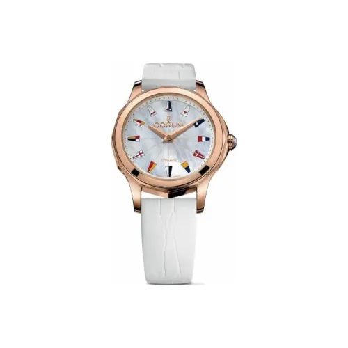 Corum ADMIRAL Collection Автоматический Механический Механизм Унисекс Часы 38 мм Белый Циферблат Корпус из Нержавеющей Стали Кожаный Ремешок