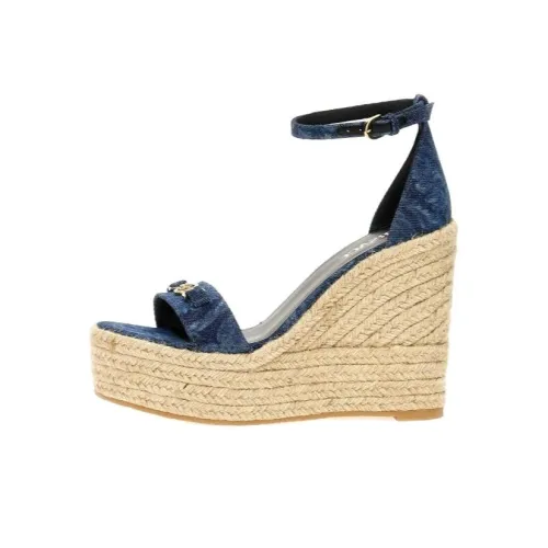 VERSACE One Ремень Сандалии 12 см Женские Темно-синий