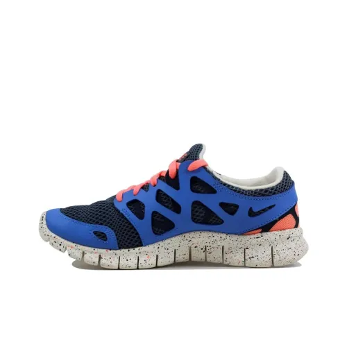 Nike Free Run 2,0 Амортизация Износостойкий Низкий Топ Беговые кроссовки Женские Синий