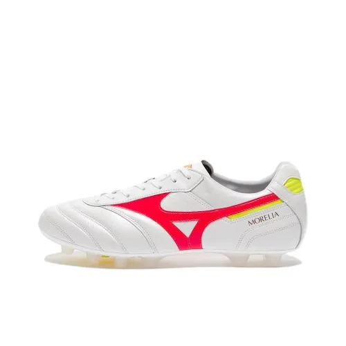 Mizuno MORELIA 2 FG Амортизация Устойчивость к истиранию Подкладочная ткань Устойчивость Легкие Футбольные бутсы Мужские Белый Красный