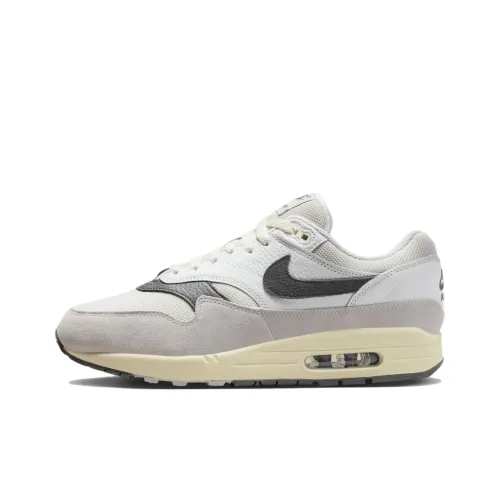 Nike Air Max 1 Low Топ Повседневные Беговые Кроссовки Мужские Белый Серый Черный