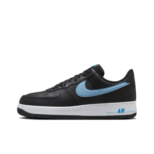 Nike Air Force 1 Амортизация Износостойкие Низкие Кроссовки для скейтбординга Мужские Черные Синие