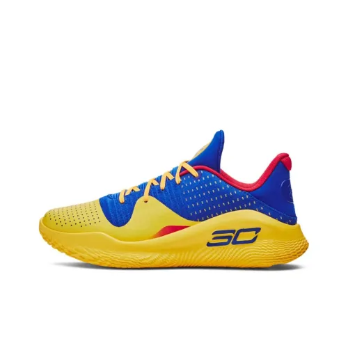Under Armour Curry 4 Баскетбольные кроссовки Низкий Топ Синий/Желтый Мужской