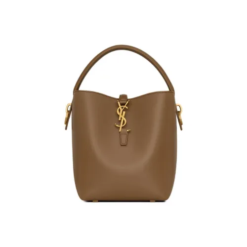 SAINT LAURENT Sheepskin Bucket Bag Shoulder Bag Small Women's Brown