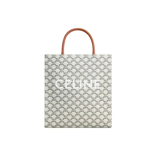 CELINE Cabas Сумка через плечо из ткани и коровьей кожи средний размер мужская коричневый светлый умбра