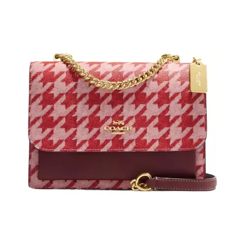 COACH Klare Кожаная квадратная сумка через плечо сумка женская красная