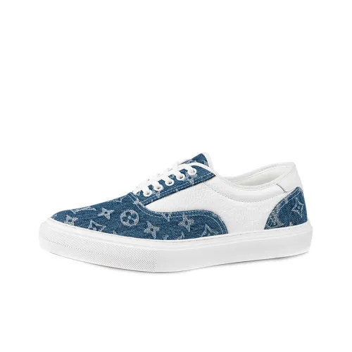 LOUIS VUITTON Trocadero Low Топ Стильные Скейтбординги Мужской Белый Синий