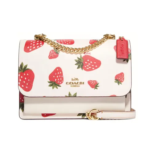 COACH Klare Кожа Аккордеонная Сумка Сумка через плечо Маленькая Женская Белая и Красная
