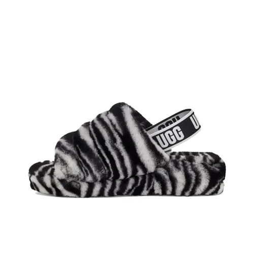UGG FLUFF YEAH Зебра Slide Стильные Сандалии Женские Зебра Цветовая схема