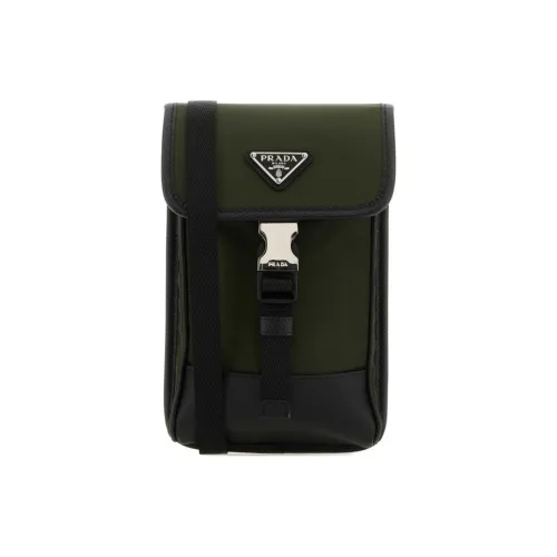 PRADA Сумка через плечо из переработанной кожи и нейлона мужская оливково-зеленая