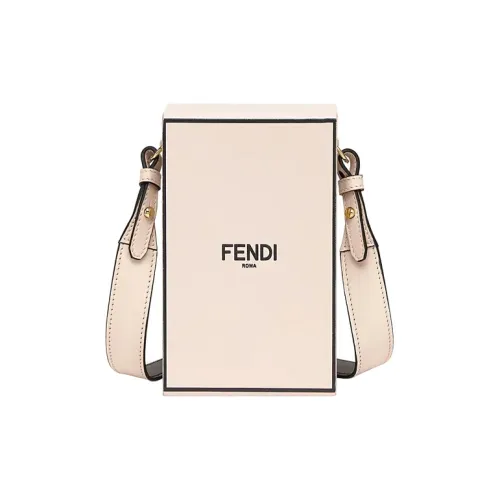 FENDI Телячья кожа Сумка для коробок Чехол для телефона Сумка через плечо Женская Светло-розовая