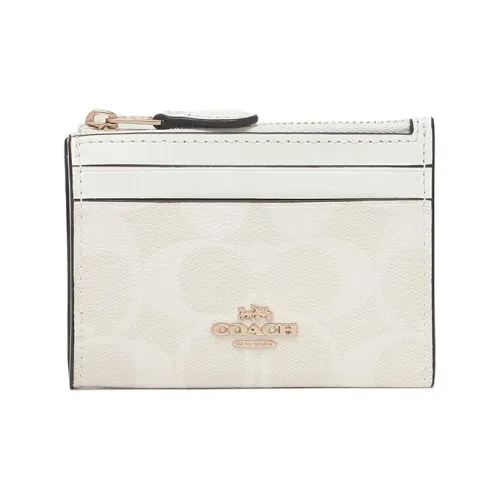 COACH Mini Id Skinny Пэчворк из кожи с PVC Key Pouch Картхолдер Мини Женские Ледниковый белый