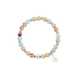 Светло-синий камень Shoushan, браслет с кулоном в виде четырехлистного клевера