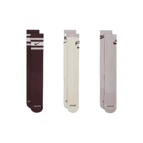 NIKE 3 шт Коричневый+Экрю+Розовый Унисекс MID Носки до икры