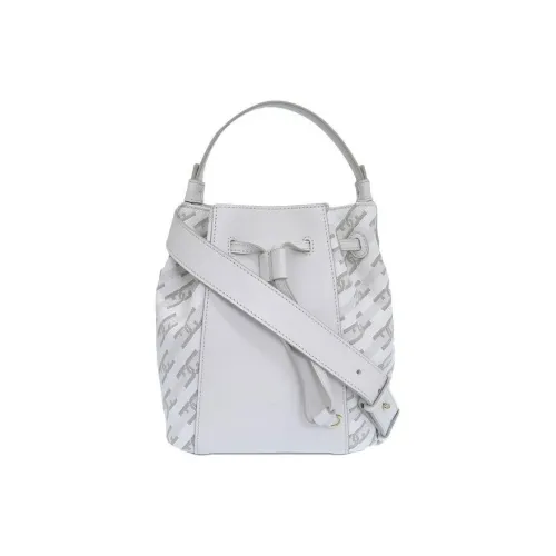Furla Canvas Leather Bucket Bag Crossbody Bag Unisex Gray White Фурла Холст Кожа Ведро Сумка через плечо Унисекс Серый Белый