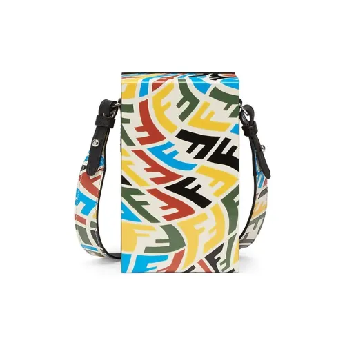 FENDI Кожа Сумка Коробка Чехол для телефона Сумка через плечо Маленькая Унисекс Многоцветная